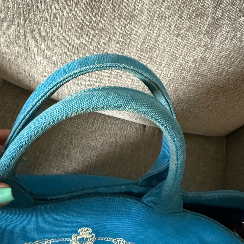 Prada Bright Blue Canvas Tote with White Logo - Picture 2 of 6